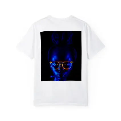 Woman Portrait Glowing Neon Glasses Dark Background