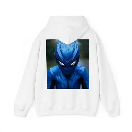 Blue Alien Superhero Mask In Rain