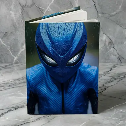 Blue Alien Superhero Mask In Rain