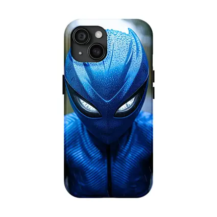 Blue Alien Superhero Mask In Rain