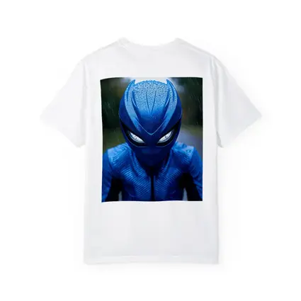 Blue Alien Superhero Mask In Rain