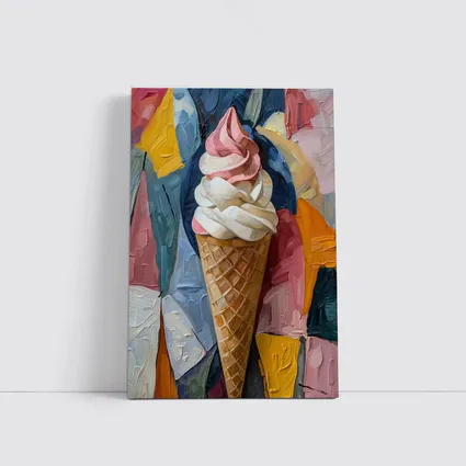 Soft Serve Ice Cream Cone Oil Painting