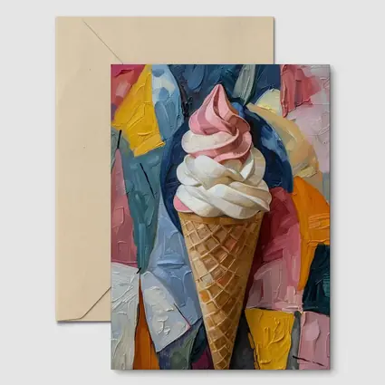 Soft Serve Ice Cream Cone Oil Painting