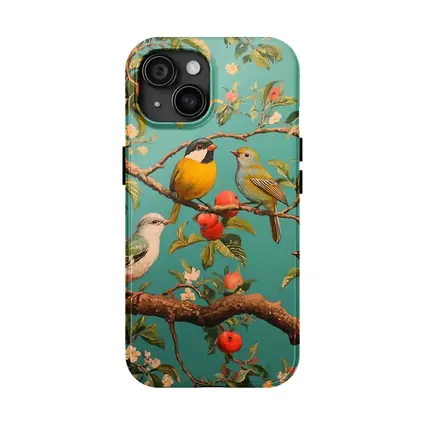 Colorful Birds Perched On Apple Tree