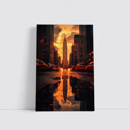 Chrysler Building New York Sunset Reflection