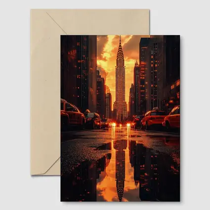 Chrysler Building New York Sunset Reflection