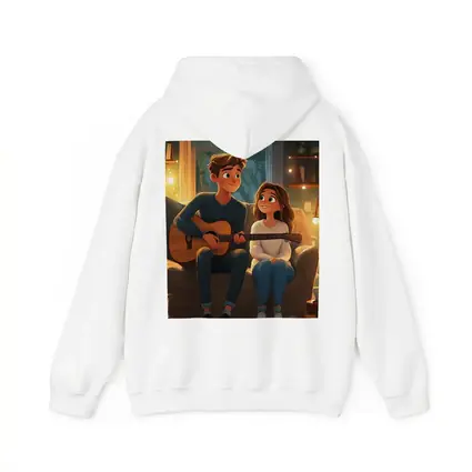 Cartoon Couple Playing Guitar Cozy Room