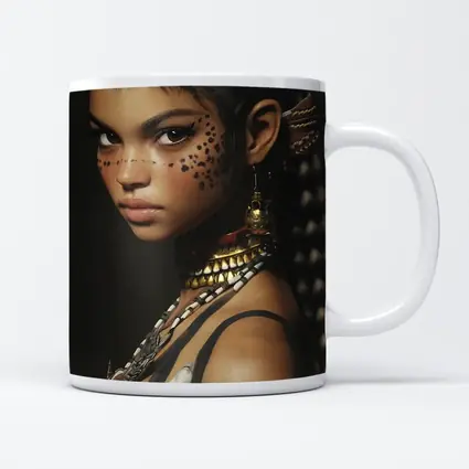 Fantasy Cat Girl Warrior Dark Background Portrait