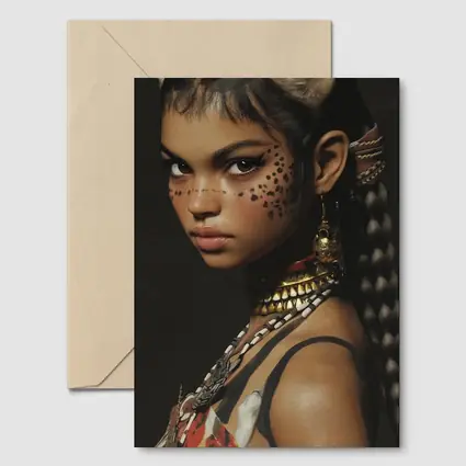 Fantasy Cat Girl Warrior Dark Background Portrait