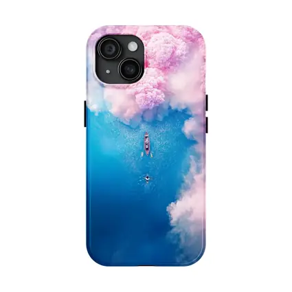 Aerial Boat Pink Clouds Blue Ocean View