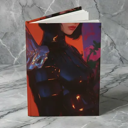 Cyberpunk Woman Warrior Red Futuristic Background