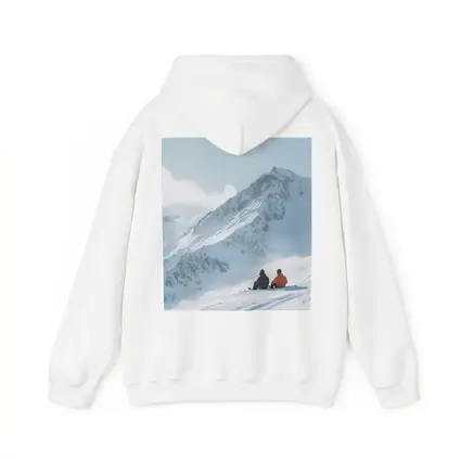 Two Skiers Resting On Snowy Mountain Peak