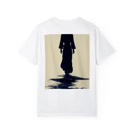 Silhouette Woman Walking Ink Wash Art
