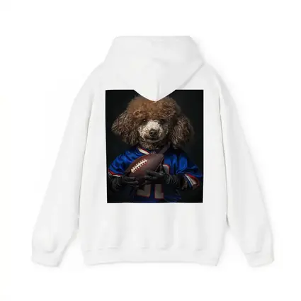 Poodle Dog Football Player Blue Jersey