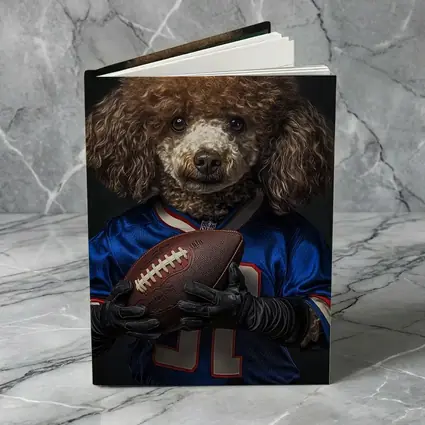 Poodle Dog Football Player Blue Jersey