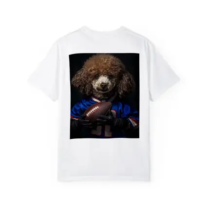 Poodle Dog Football Player Blue Jersey