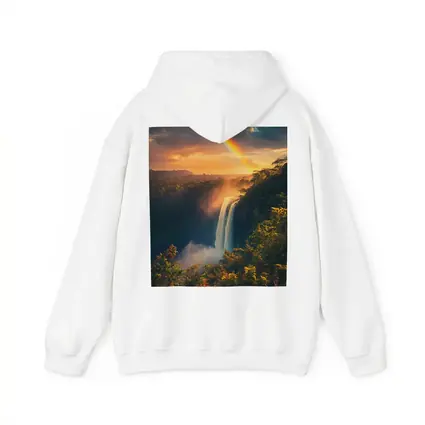 Tropical Waterfall Rainbow Sunset Forest Landscape