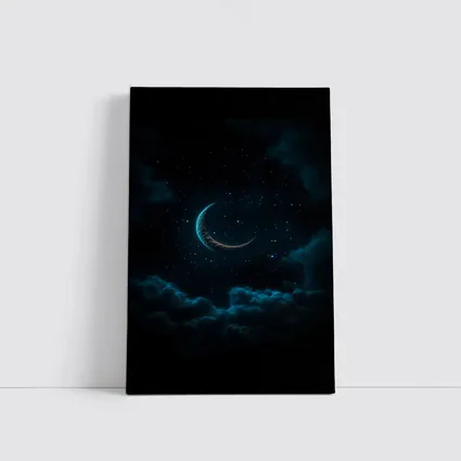 Crescent Moon Glowing Over Dark Clouds
