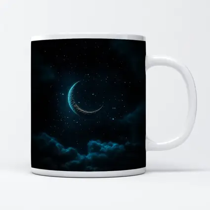 Crescent Moon Glowing Over Dark Clouds