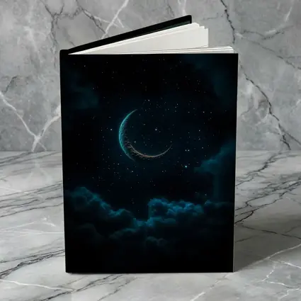 Crescent Moon Glowing Over Dark Clouds