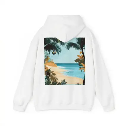 Tropical Beach Palm Trees Illustration Art