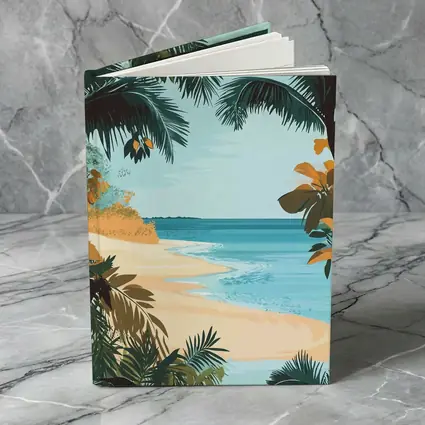 Tropical Beach Palm Trees Illustration Art