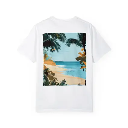 Tropical Beach Palm Trees Illustration Art