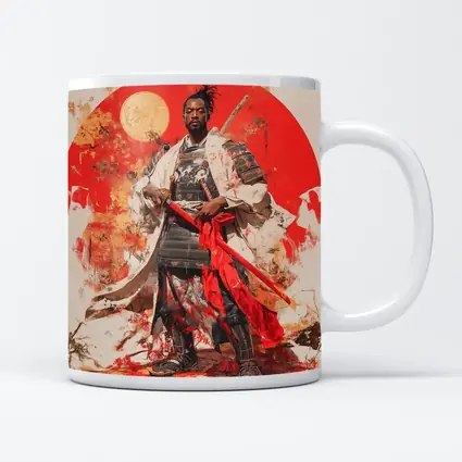 Black Samurai Warrior Red Sun Background