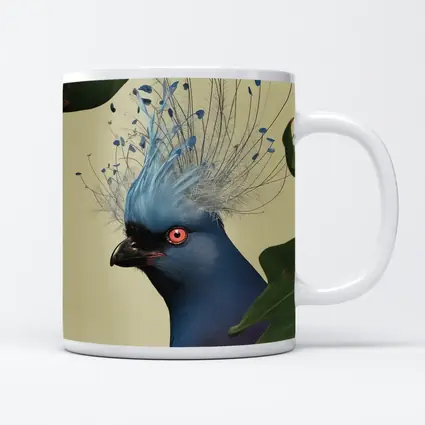 Blue Crowned Pigeon Portrait Green Leaves