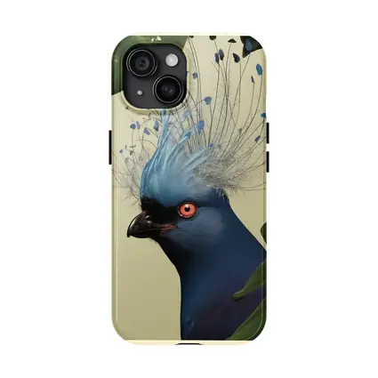 Blue Crowned Pigeon Portrait Green Leaves