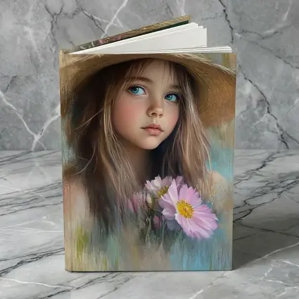 Young Girl Straw Hat Pink Flowers Portrait