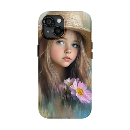 Young Girl Straw Hat Pink Flowers Portrait