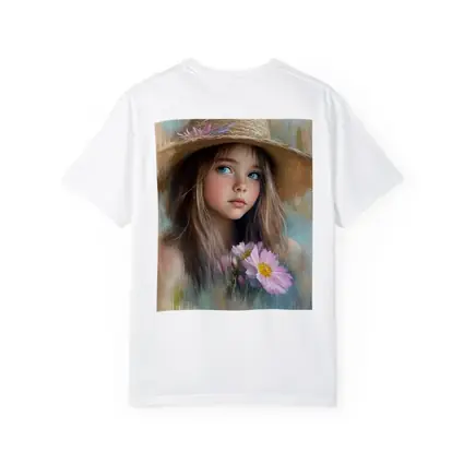 Young Girl Straw Hat Pink Flowers Portrait
