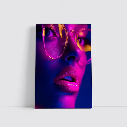 Neon Woman Portrait Pink Purple Blue Light