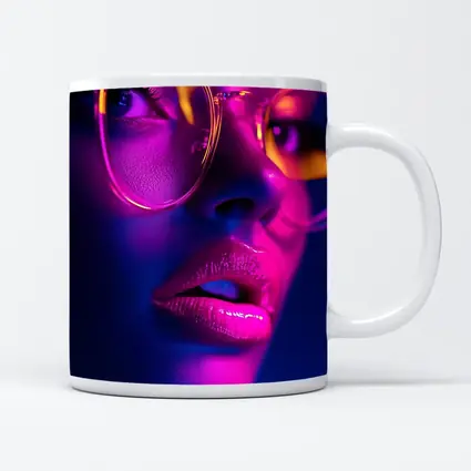 Neon Woman Portrait Pink Purple Blue Light