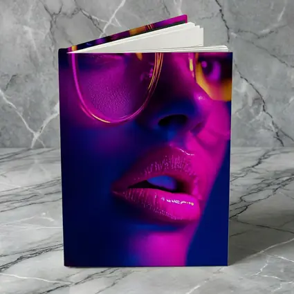 Neon Woman Portrait Pink Purple Blue Light