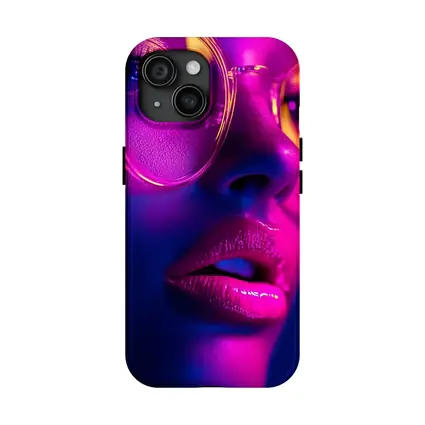 Neon Woman Portrait Pink Purple Blue Light