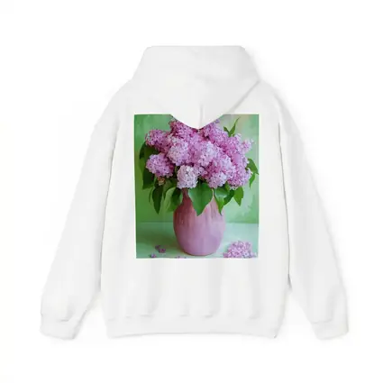 Pink Lilacs In Vase Green Background