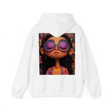 Cartoon Girl Big Sunglasses Colorful Collage Background