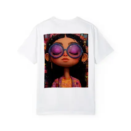 Cartoon Girl Big Sunglasses Colorful Collage Background