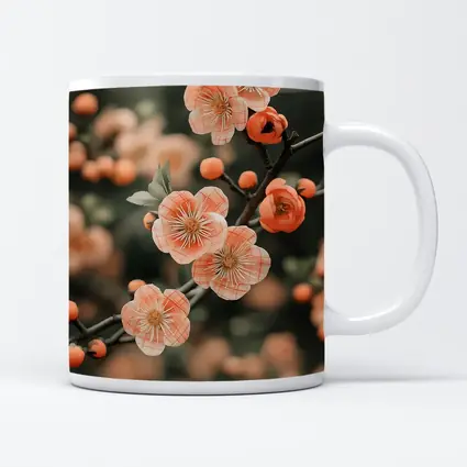 Peach Cherry Blossoms Branch Soft Bokeh