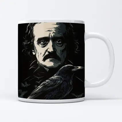 Edgar Allan Poe Dark Portrait With Raven