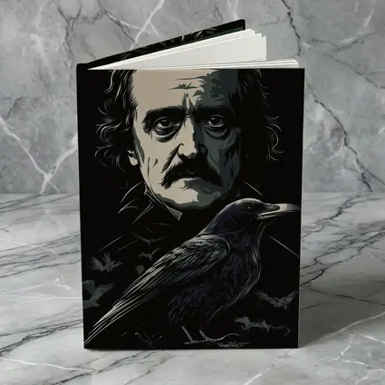 Edgar Allan Poe Dark Portrait With Raven