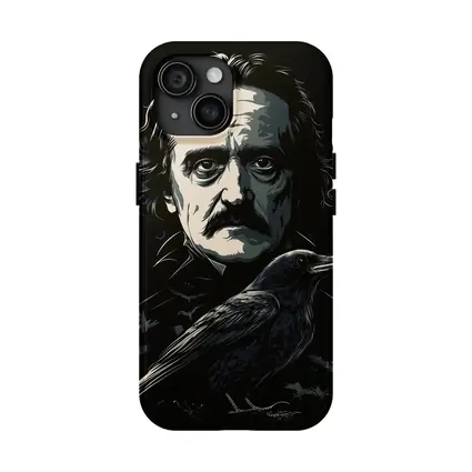Edgar Allan Poe Dark Portrait With Raven