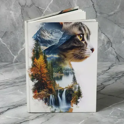 Tabby Cat Double Exposure Nature Waterfall