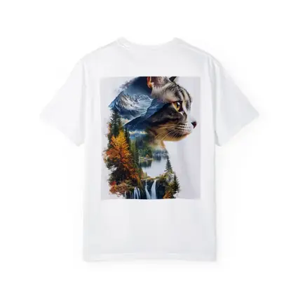 Tabby Cat Double Exposure Nature Waterfall