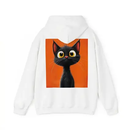 Cartoon Black Cat Orange Background Art