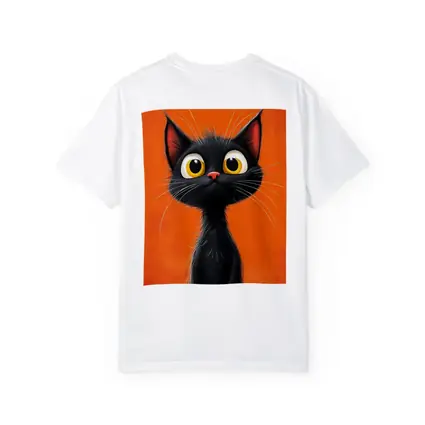 Cartoon Black Cat Orange Background Art