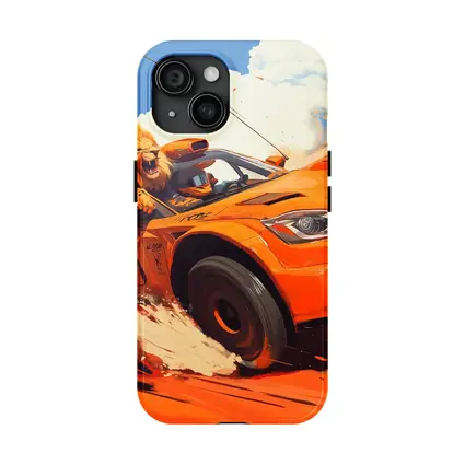 Lion Driving Orange Sports Car Racing