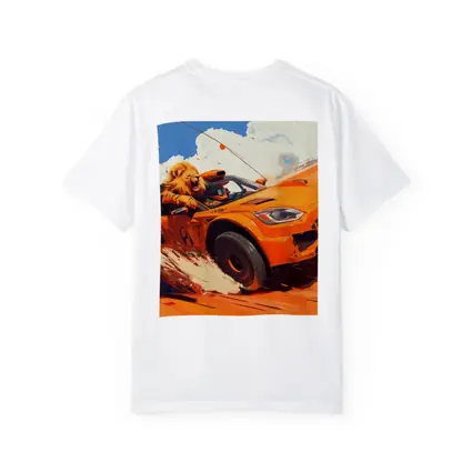 Lion Driving Orange Sports Car Racing